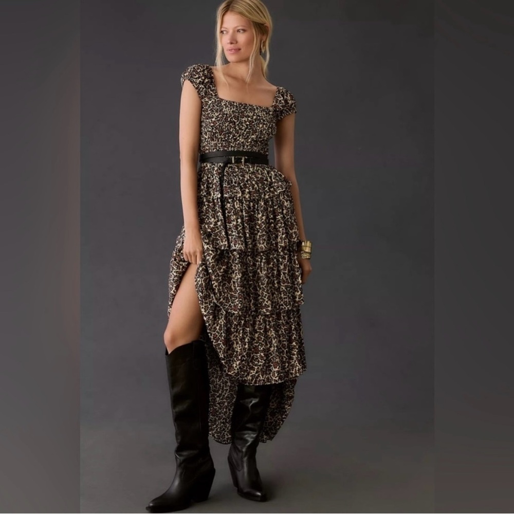 Ciao Lucia Catalina Square Neck Tiered Maxi‎ Dress Soze Medium NWOT
